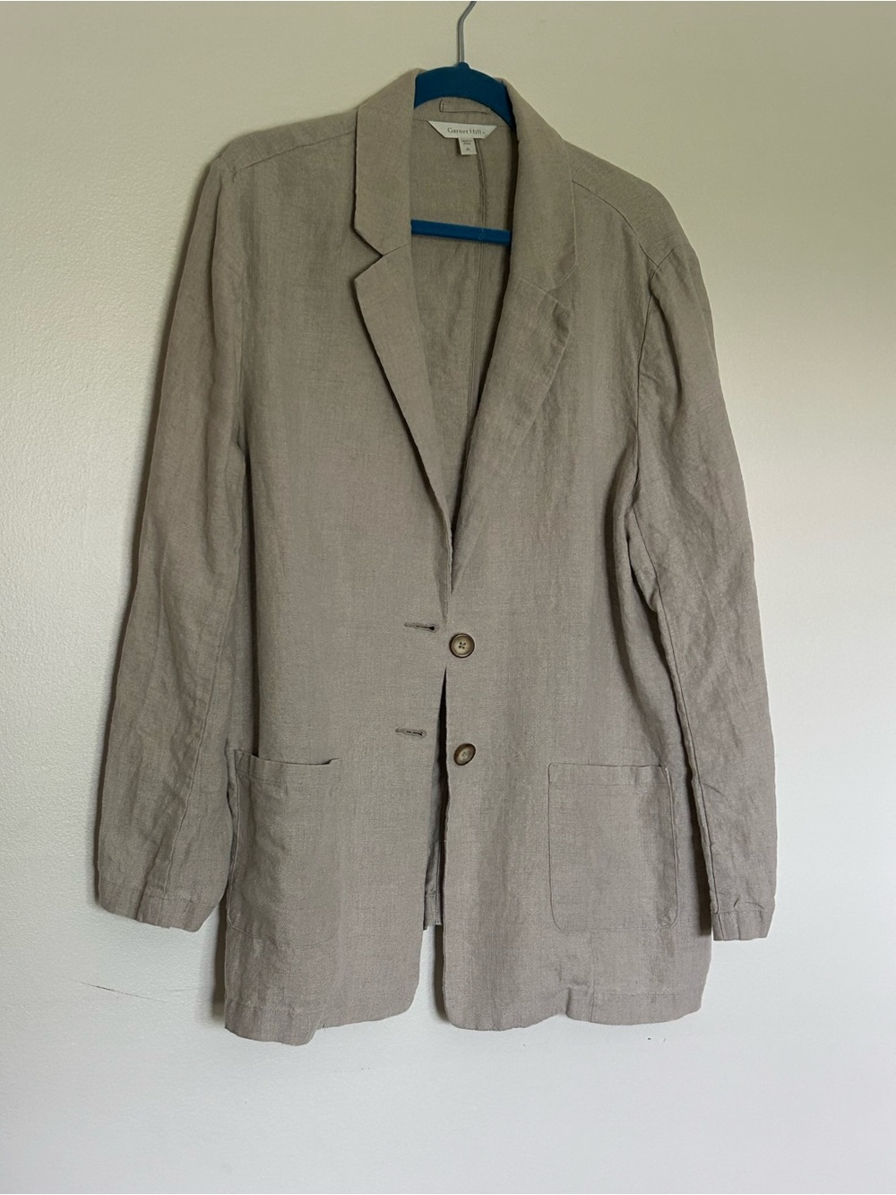 Garnet Hill Linen Blend Blazer in Light Taupe 100% linen XL JACKET
